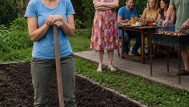 Pendant trois jours, j’ai bêché le potager pendant que la famille de mon mari faisait un barbecue.