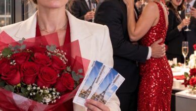 J’avais apporté des fleurs et deux billets d’avion pour Paris au bureau afin de faire une surprise à mon mari pour la Saint-Valentin.