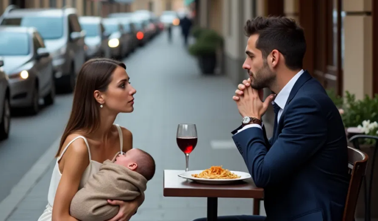 Elle s’agenouilla près de sa table sur le trottoir, serrant son bébé dans ses bras. « S’il vous plaît, je ne veux pas votre argent — seulement un instant de votre temps. » L’homme ignorait que ses paroles allaient bouleverser tout ce qu’il croyait savoir.